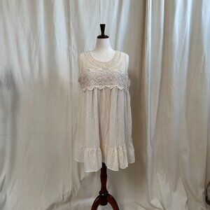 Indigo Soul 2XL Cream Boho Sleeveless Mini Dress with Lace Detail